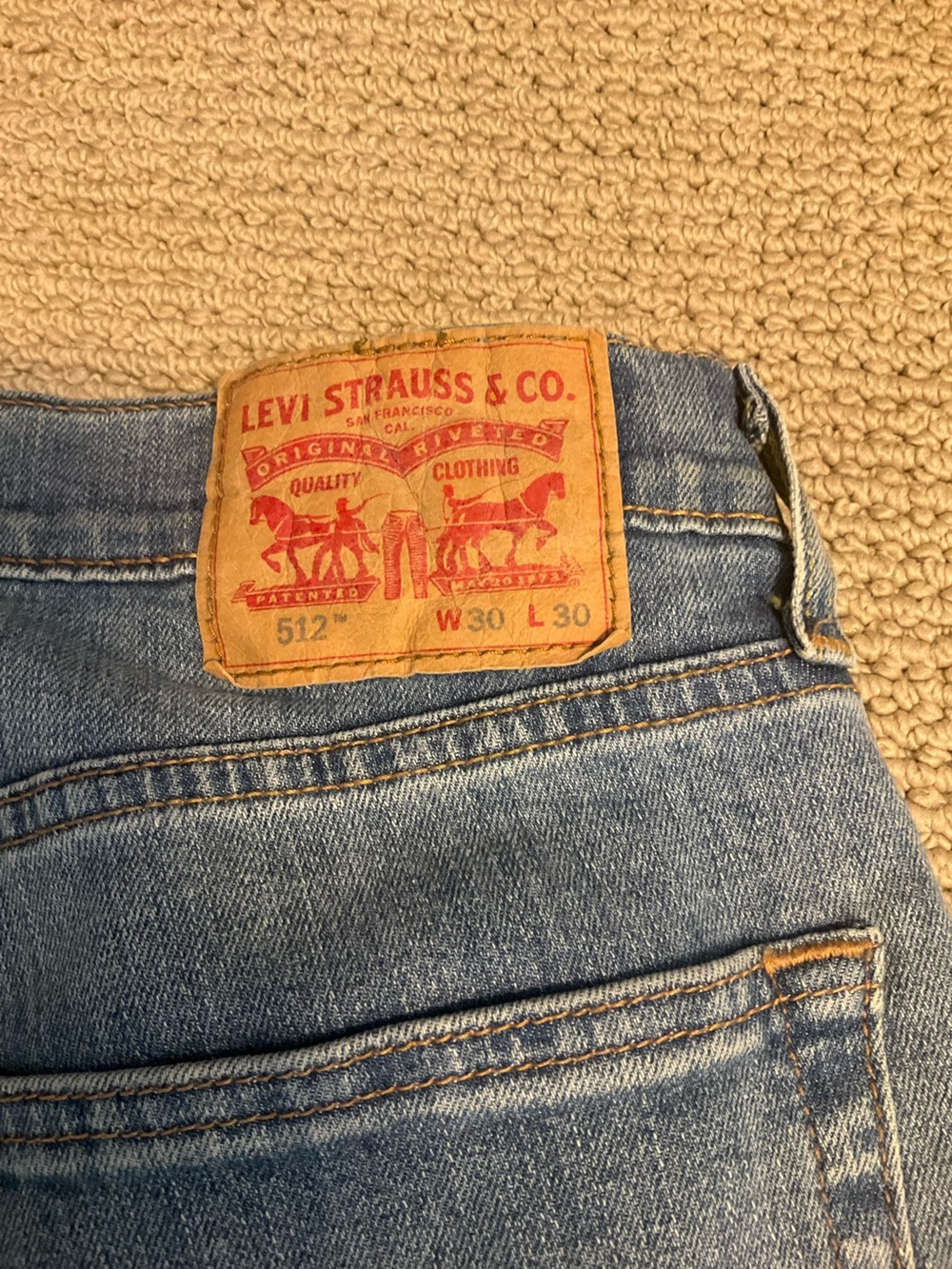Levi's 512 Blue Denim Jeans Size 30”x 30”
